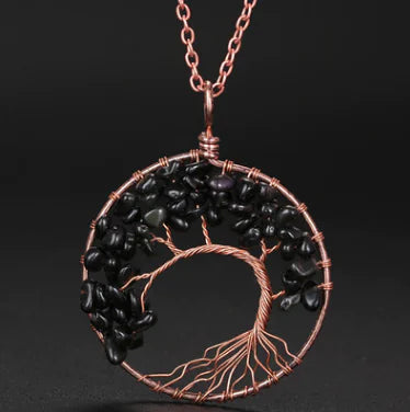 Handmade Copper Tree of Life Curved Necklace