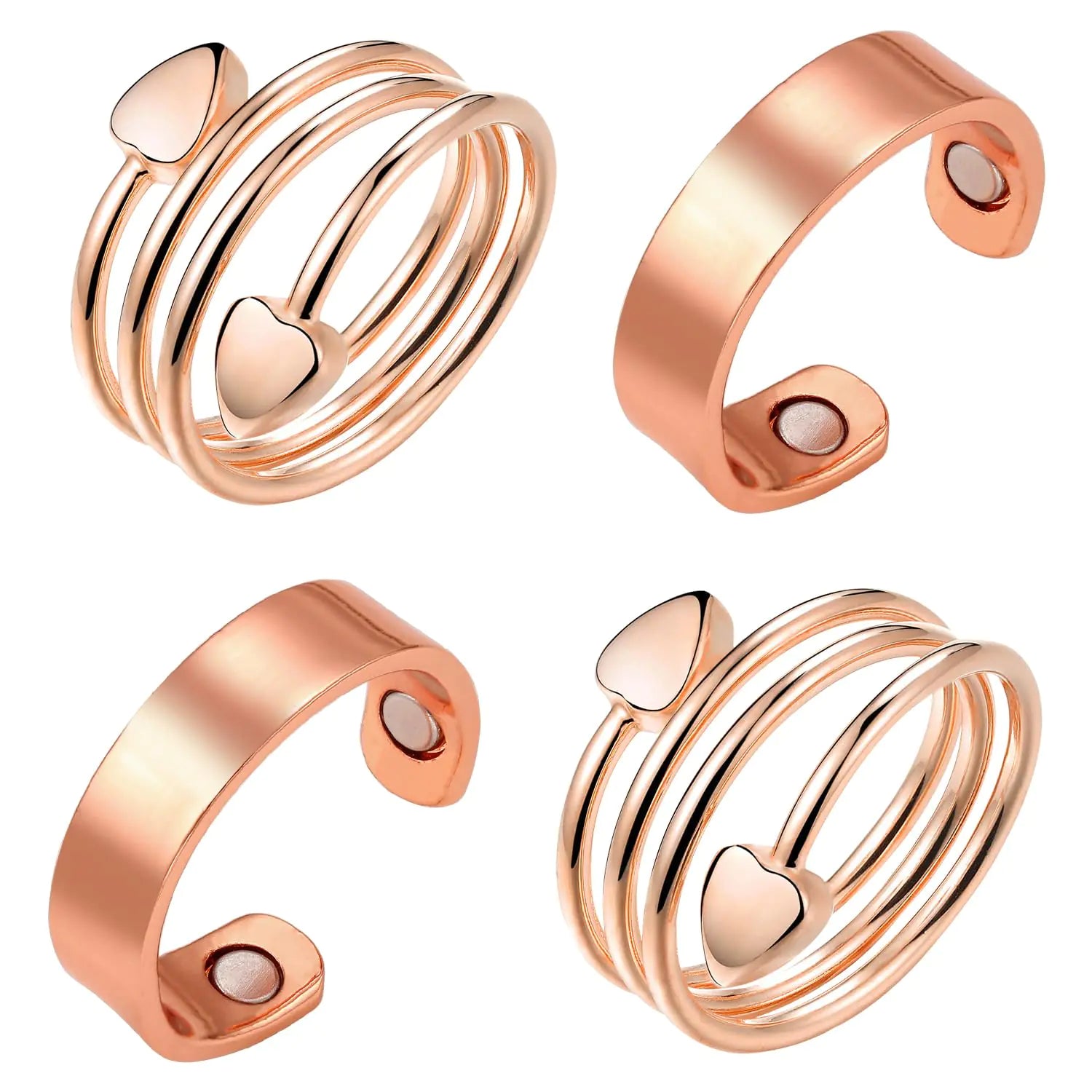 BioMag Copper Ring for Women 99.99% Pure Copper Magnetic Rings for Lymphatic Drainage Adjustable Jewelry Gifts for Women