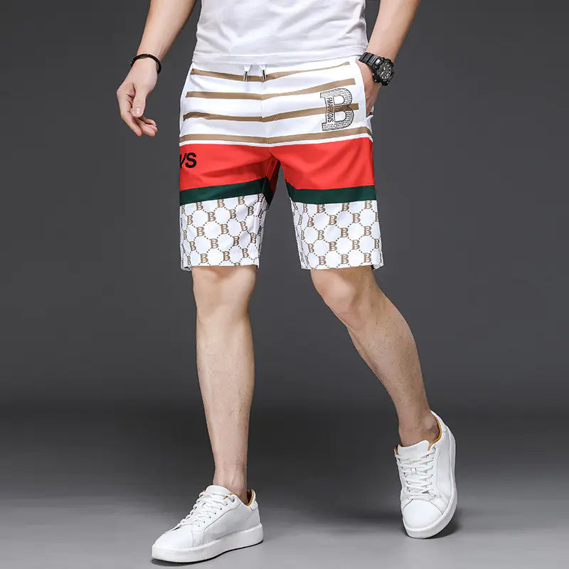 Men's Fashion Printed Beach Five-Point Pants