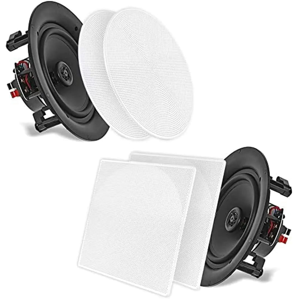 Pyle 10” Ceiling Wall Mount Speakers - Pair of 2-Way Full Range Sound Stereo Speaker Audio System Flush Design w/ Electronic Crossover Network 35Hz-20kHz Frequency Response & 300 Watts Peak PDIC106