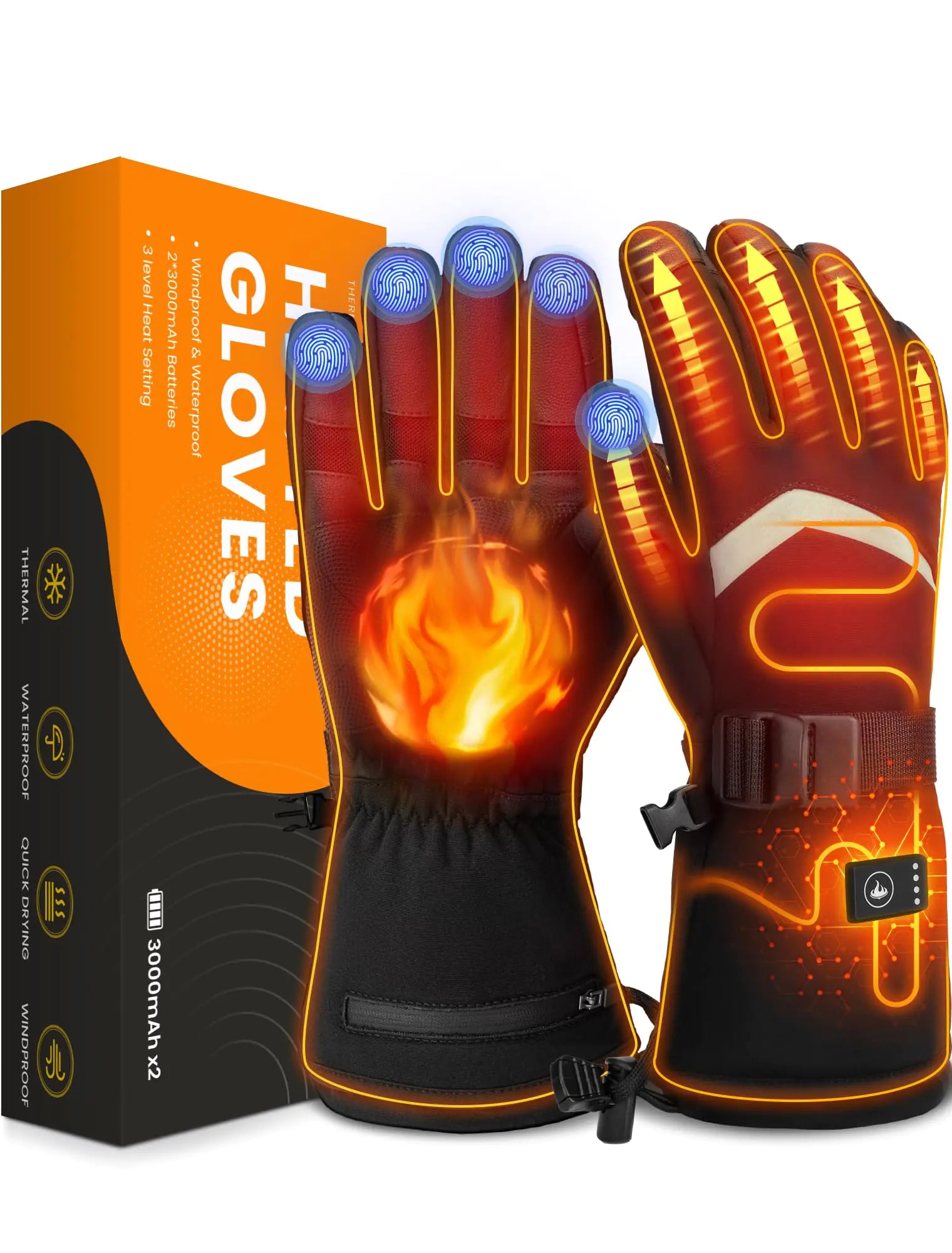 Heated Gloves for Men and Women Rechargeable Heated Gloves with Touchscreen Winter Gloves for Skiing Snowboarding Hiking Camping Hunting Fishing
