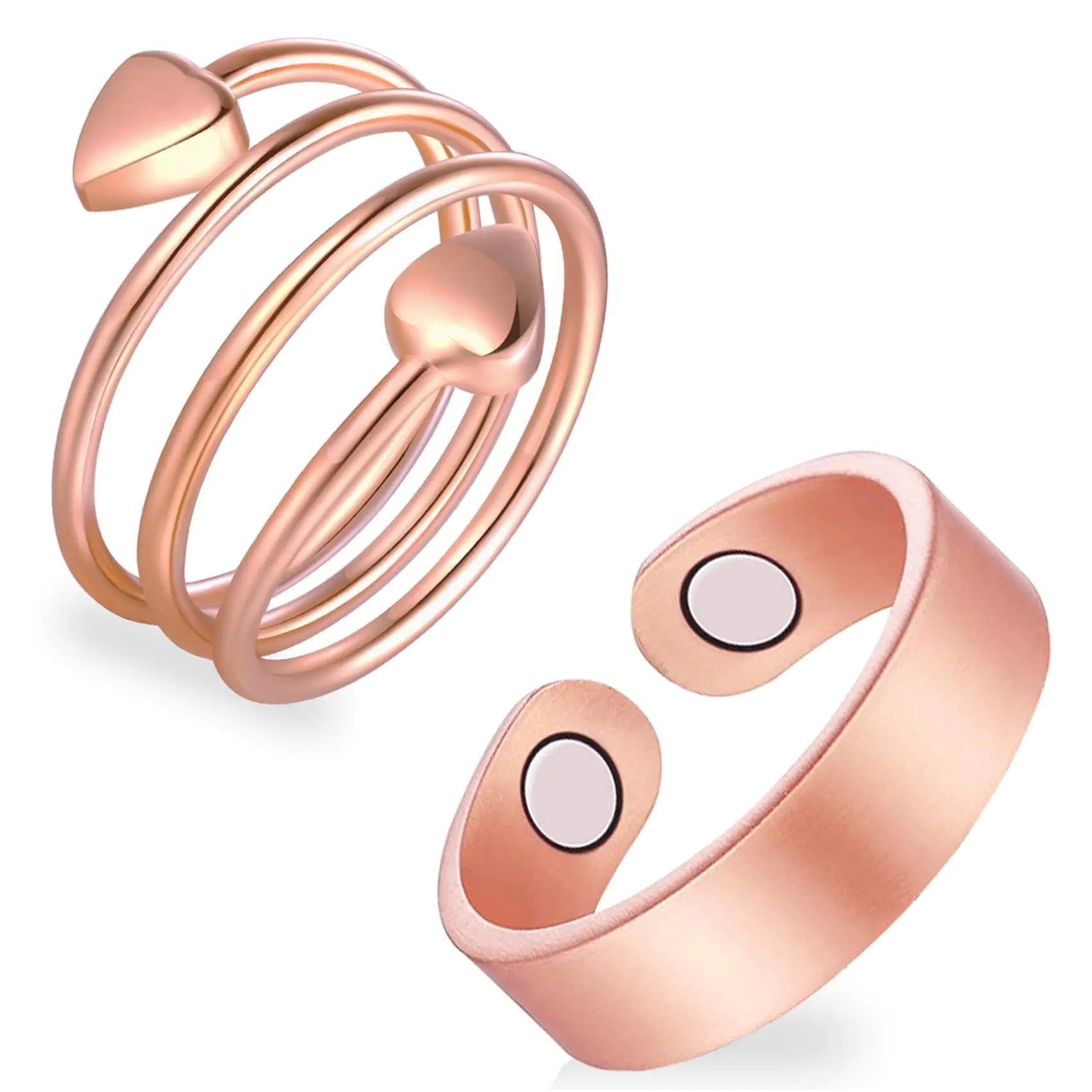 Feraco 2PCS Copper Rings for Women99.99% Pure Copper Magnetic Thumb Ring with MagnetLymphatic Jewelry Gifts for Womens
