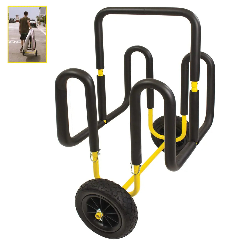 Suspenz Double SUP Transport Cart with Airless Wheels Carrier/Trolley for 2 Stand Up Paddle Boards & Surfboards Yellow (22-9934)