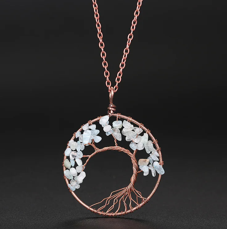 Handmade Copper Tree of Life Curved Necklace