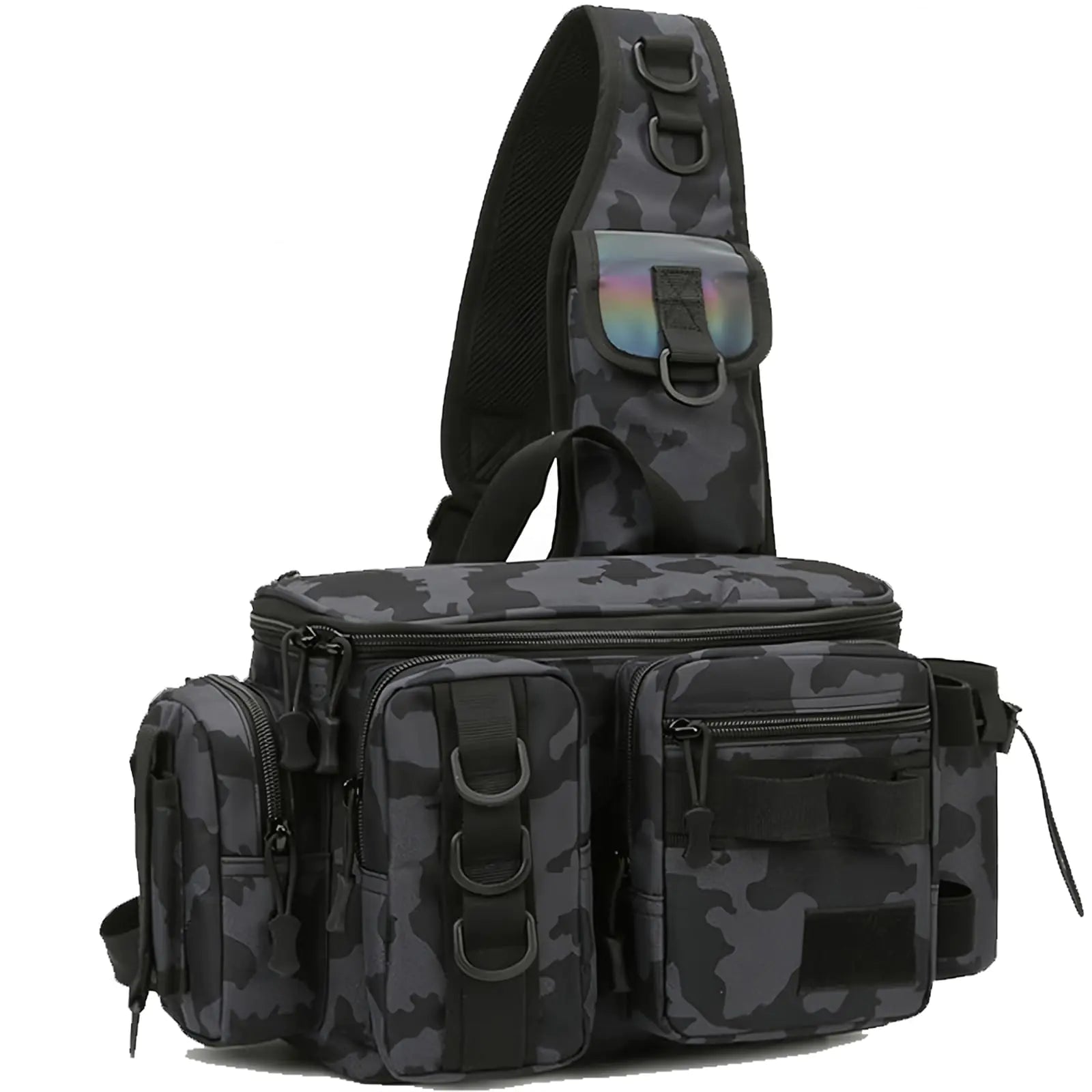 Generic Fishing Tackle Backpack Fishing Fanny Pack Crossbody Bag Fishing Tackle Box Organizer with Rod & Gear Holder Ideal for Fishing Camping Hiking and More!-YIANTU 16.5*8.3*6.7inches