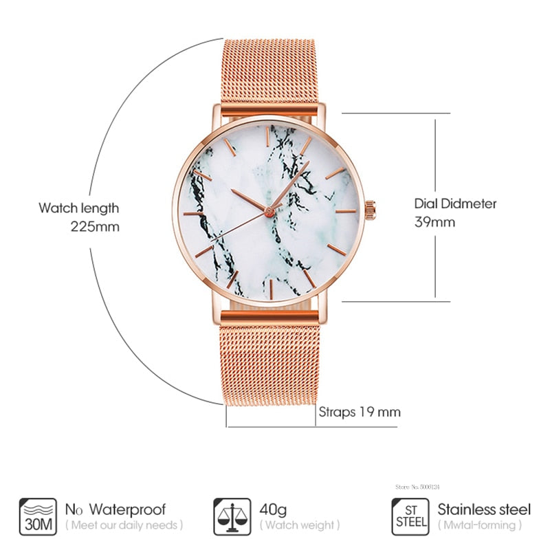 Fashion Rose Gold Marble Female watch