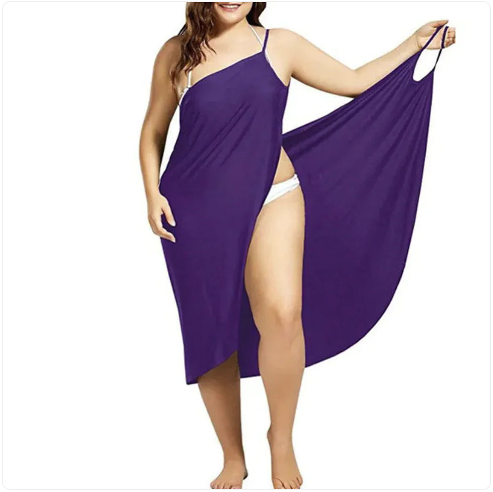 Solid Color Cross-Strap Beach Dress