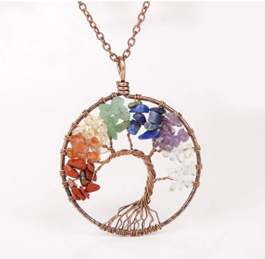 Handmade Copper Tree of Life Curved Necklace