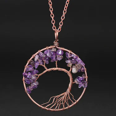 Handmade Copper Tree of Life Curved Necklace