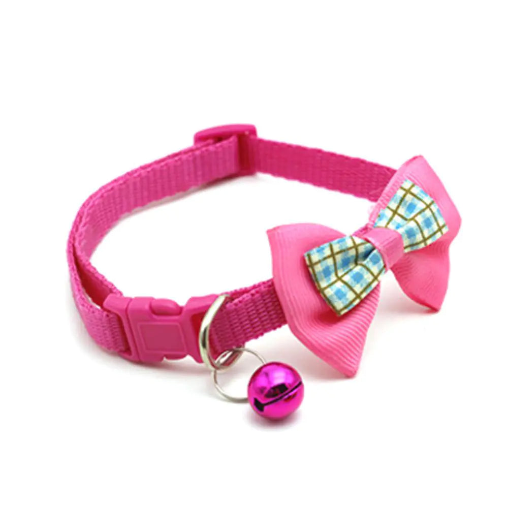 Plaid Bow Collars with Bells for Cats - Adjustable Design