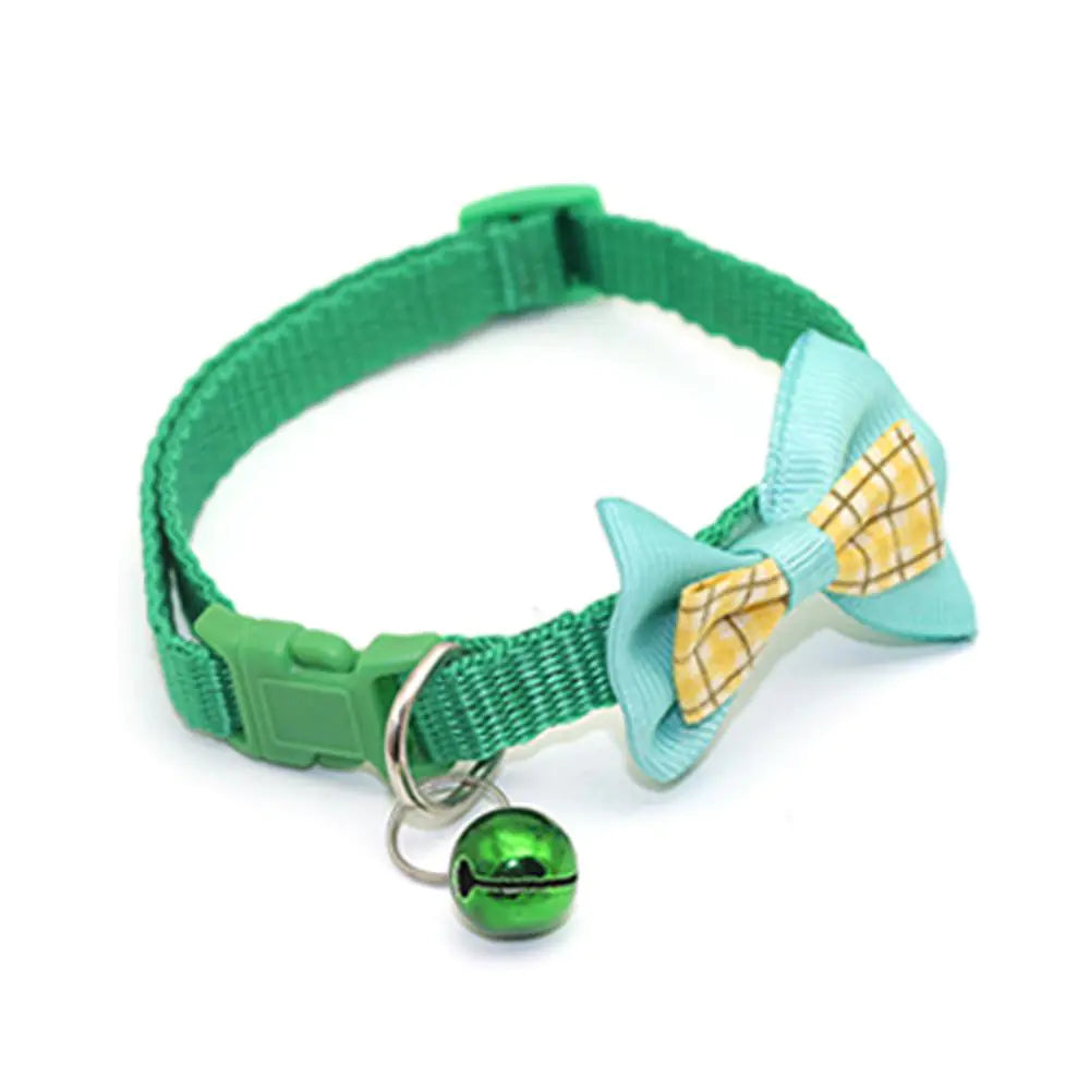 Plaid Bow Collars with Bells for Cats - Adjustable Design