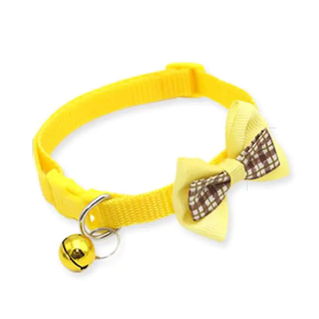 Plaid Bow Collars with Bells for Cats - Adjustable Design