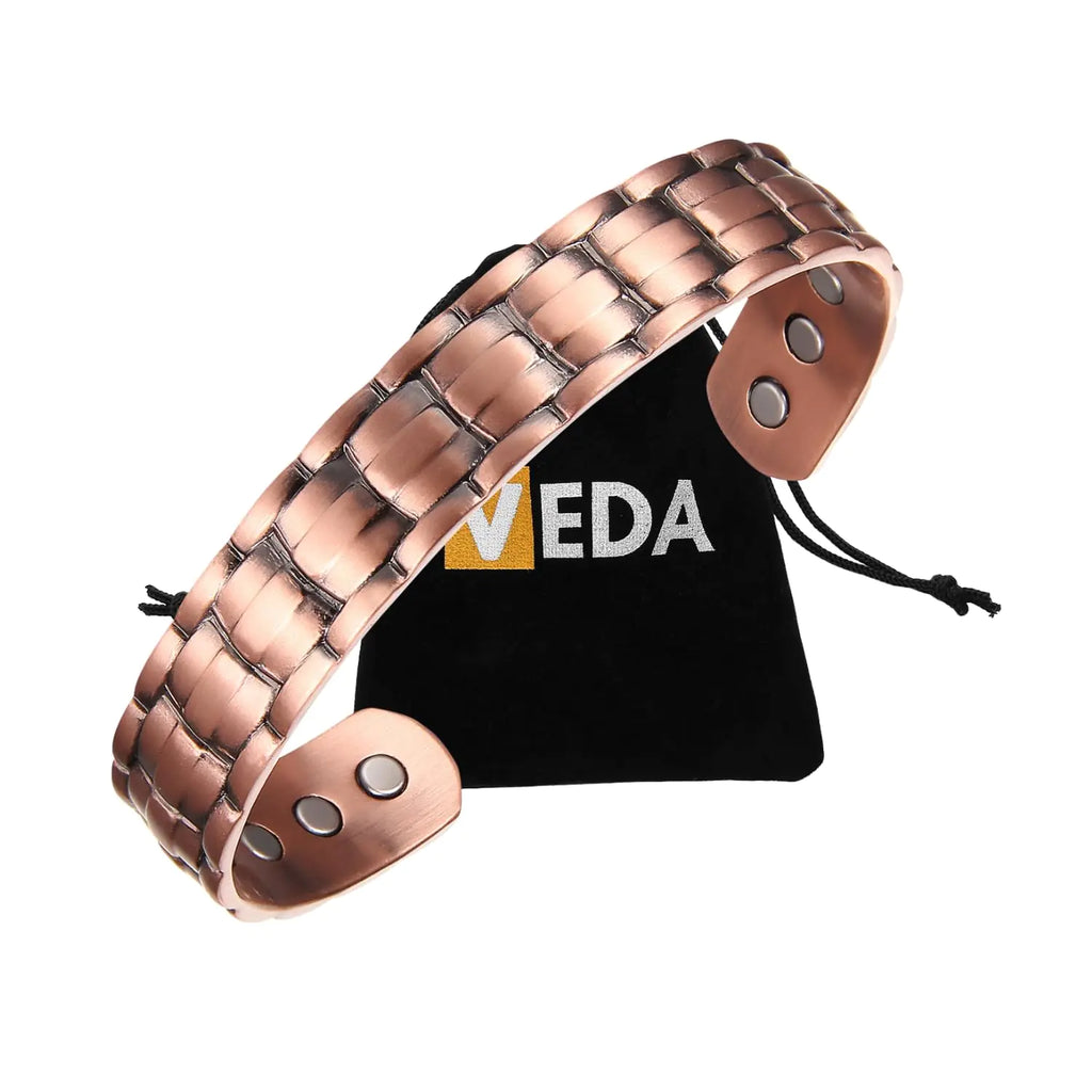 VEDA Ultra-Strength Copper Magnetic Bracelet Guaranteed 99.9% Pure Copper Magnetic Bracelet - 12 Powerful Magnets – Adjustable for Both Men and Women (Symphony)