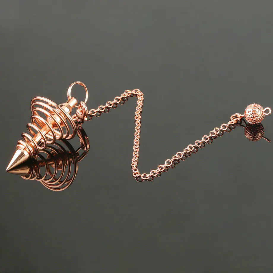 Antique Copper Spiral Cone Pendulum Necklace Pendant