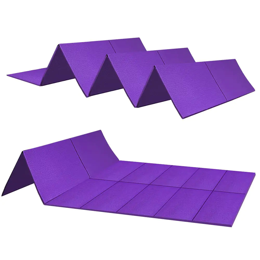 JBM Folding Yoga Mat 68L x 24W x 1/4 Inch Thick Travel Mat for YogaPilates Meditation and Floor Workouts (Purple)