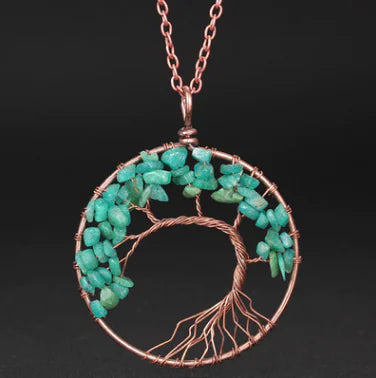 Handmade Copper Tree of Life Curved Necklace