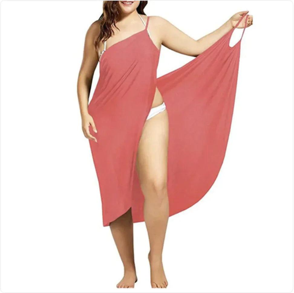 Solid Color Cross-Strap Beach Dress