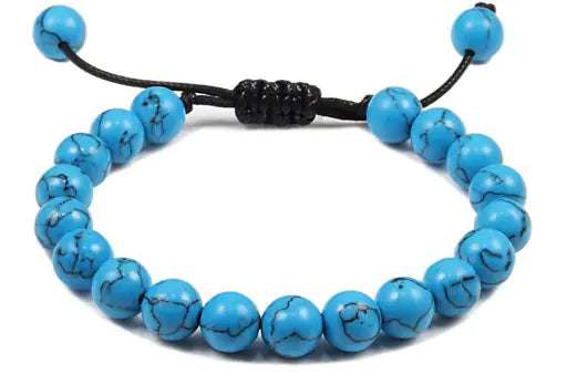 8mm Obsidian Agate Volcanic Rock Beaded Bracelet