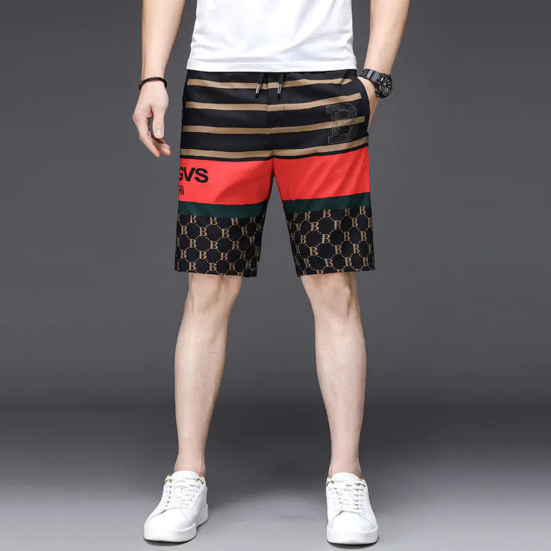 Men's Fashion Printed Beach Five-Point Pants