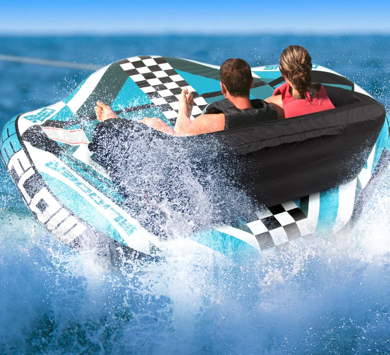 SereneLife 3 Person Towable Tube for Boating Inflatable Towable Tubes for Boats 1-3 Rider Water Sports Tube with Dual Front and Back Tow Points Inflatable Boat