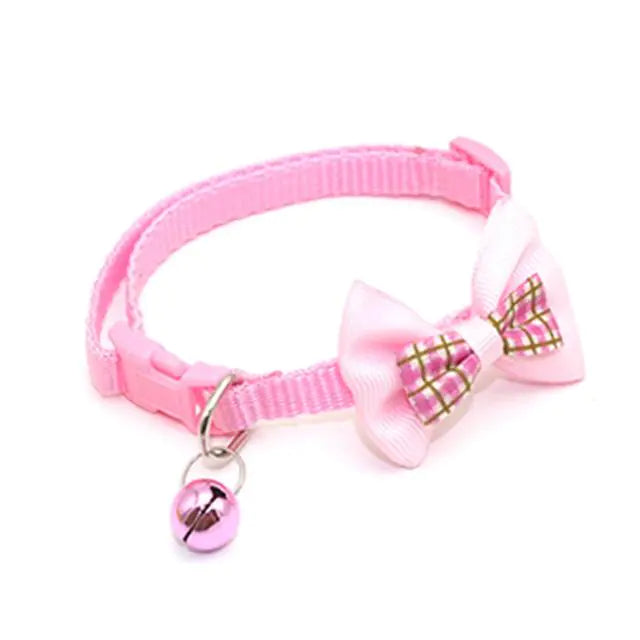 Plaid Bow Collars with Bells for Cats - Adjustable Design