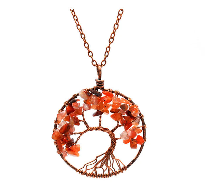Handmade Copper Tree of Life Curved Necklace