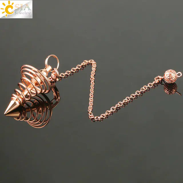 Antique Copper Spiral Cone Pendulum Necklace Pendant