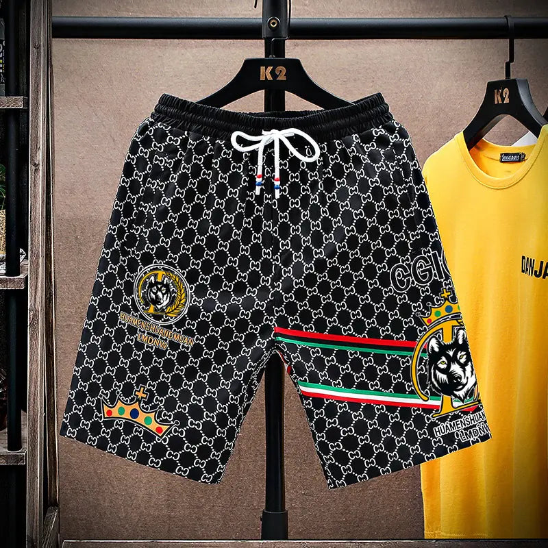 Men's Fashion Printed Beach Five-Point Pants