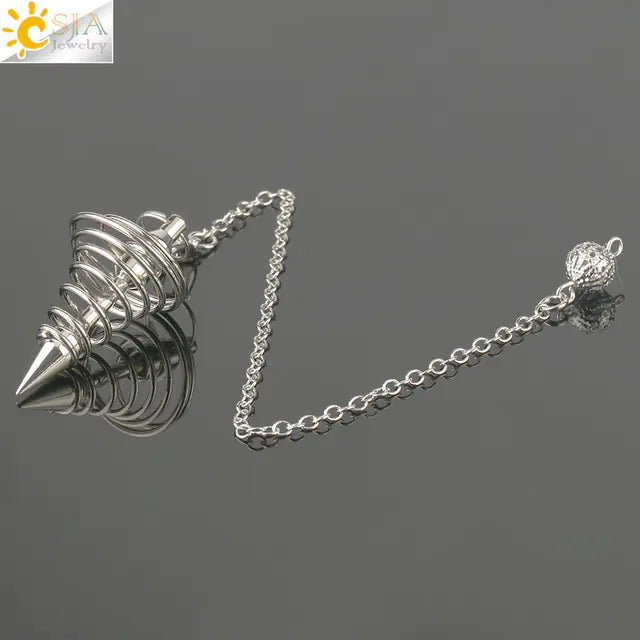 Antique Copper Spiral Cone Pendulum Necklace Pendant