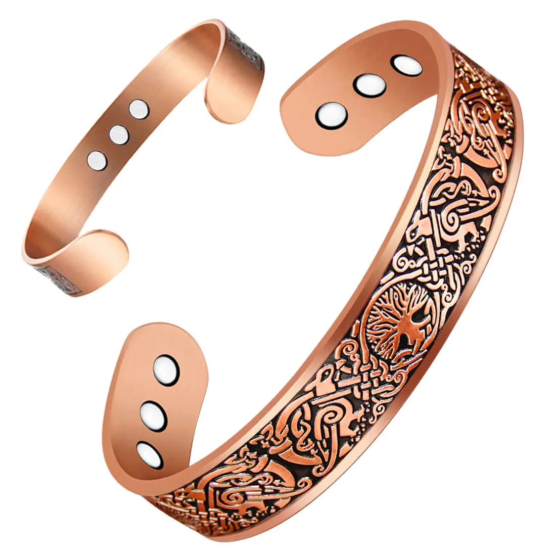 Vicmag Copper Magnetic for Men Magnetic Copper 9X Ultra Strength Magnets Tree of Life Pattern Adjustable 99.9% Solid Pure Copper Present
