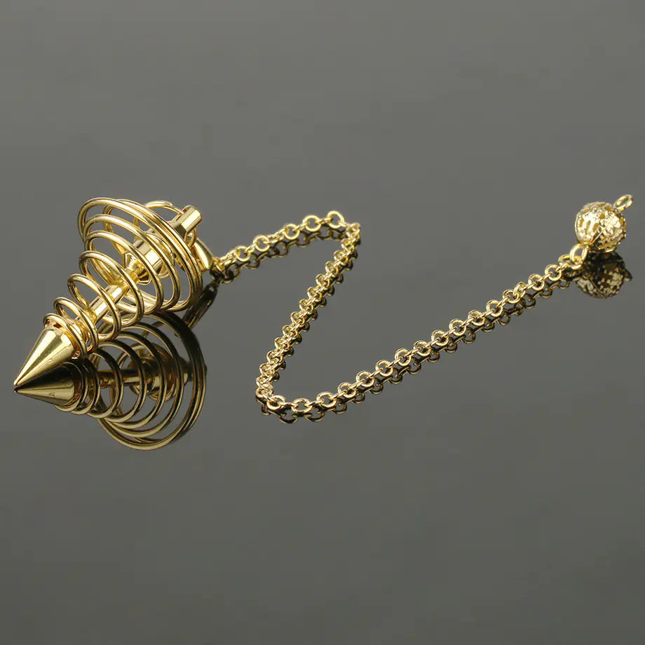 Antique Copper Spiral Cone Pendulum Necklace Pendant