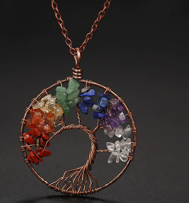 Handmade Copper Tree of Life Curved Necklace