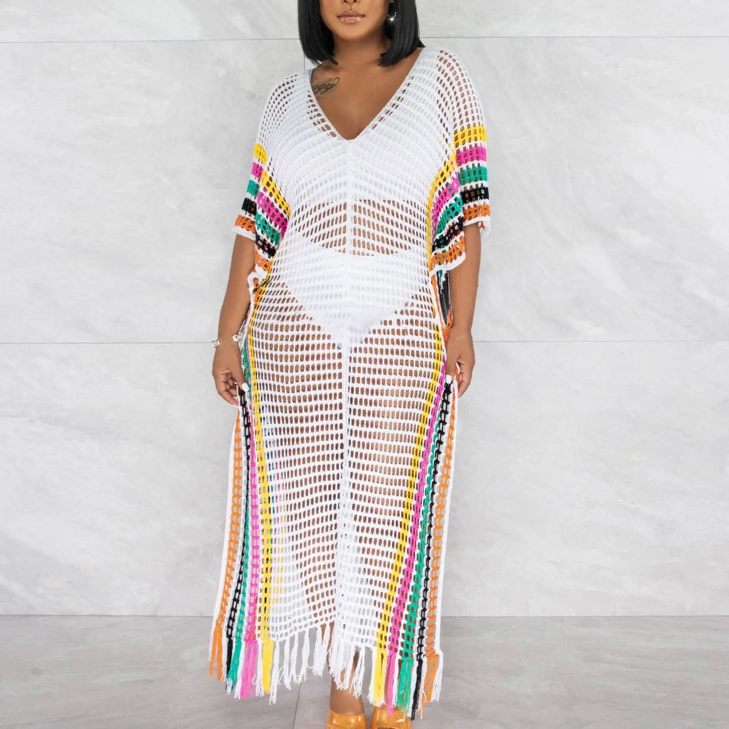 Hand Crochet Knitted Tassel Beach Skirt