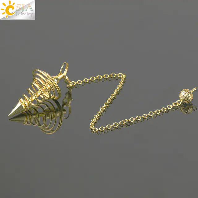 Antique Copper Spiral Cone Pendulum Necklace Pendant